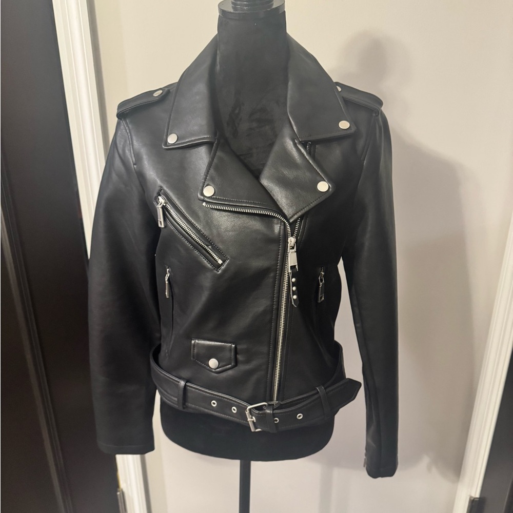 Rebecca Minkoff Black Leather Moto Jacket Size M NWT